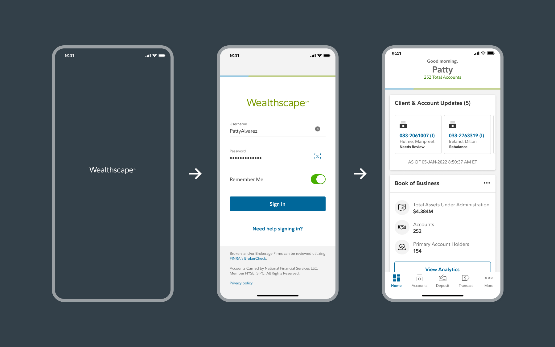 Wealthscape login flow